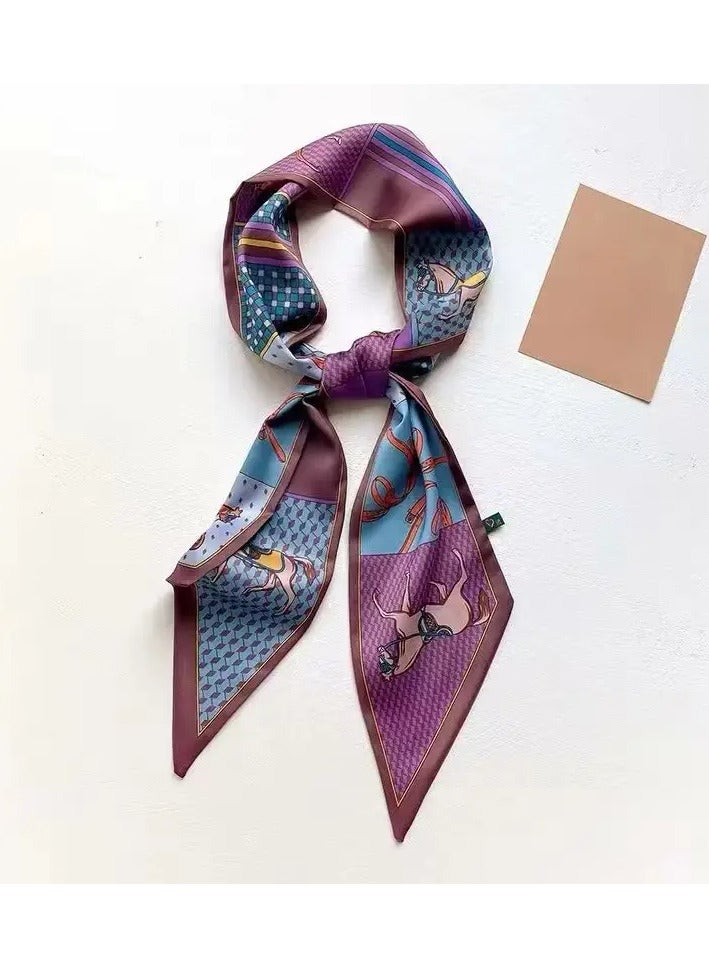 أولودينيز  وشاح حريري صغير للنساء – إكسسوار طويل نحيف بطبعات أنيقة - Image 2